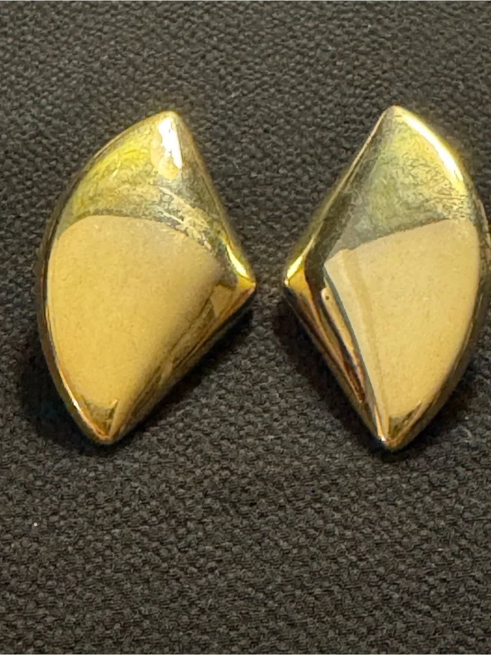 Vintage Gold Tone Geometric Statement Stud Earrings Modernist Minimalist